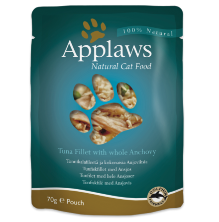 Applaws Pouch, Tuna Fillet &amp; whole Anchovy, 12 x 70 gr.