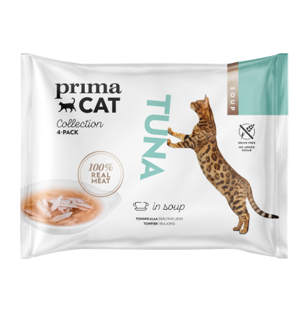 - PrimaCat Soup Tonfisk i buljong, 4 x 40 gr. -