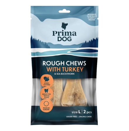 - PrimaDog Rough Chews Kalkon &amp; Havtorn, 2 x 13,5 cm. -