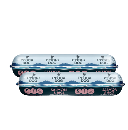 - PrimaDog Lax &amp; Ris-k�ttkorv 2 x 800 gr. -